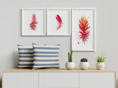 Image of a feather watercolor painting by Shayna Larsen, originals & prints available