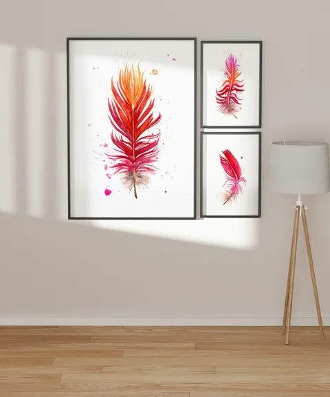 Image of a feather watercolor painting by Shayna Larsen, originals & prints available