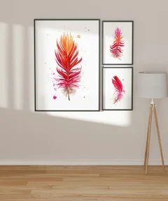 Image of a feather watercolor painting by Shayna Larsen, originals & prints available