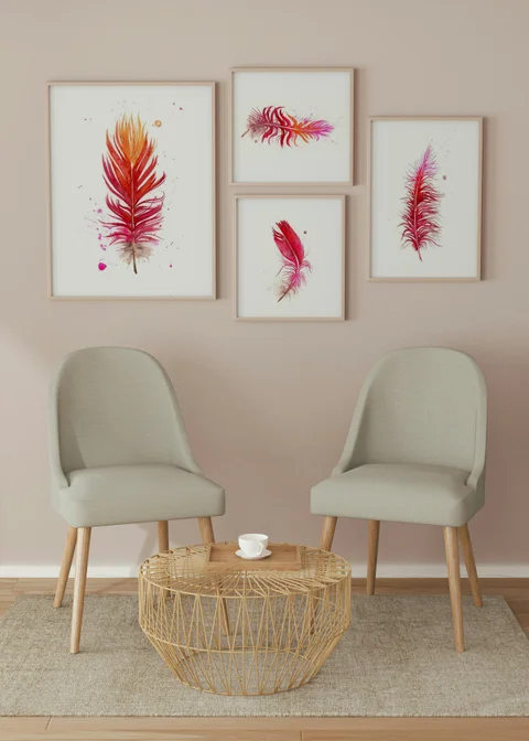 Image of a feather watercolor painting by Shayna Larsen, originals & prints available