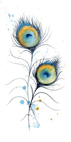 Image of a feather watercolor painting by Shayna Larsen, originals & prints available