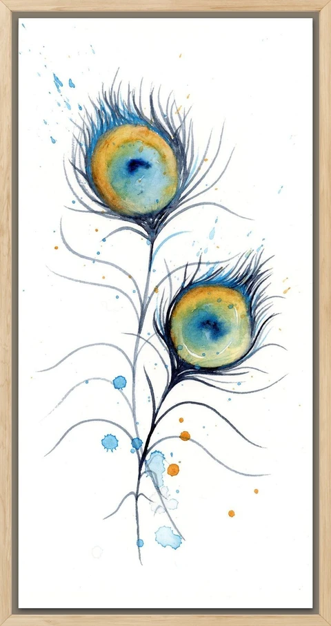 Image of a feather watercolor painting by Shayna Larsen, originals & prints available