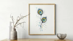 Image of a feather watercolor painting by Shayna Larsen, originals & prints available