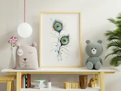 Image of a feather watercolor painting by Shayna Larsen, originals & prints available