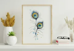 Image of a feather watercolor painting by Shayna Larsen, originals & prints available