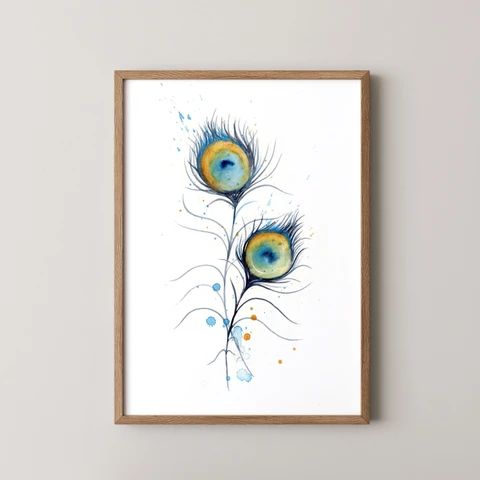 Image of a feather watercolor painting by Shayna Larsen, originals & prints available