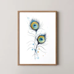 Image of a feather watercolor painting by Shayna Larsen, originals & prints available