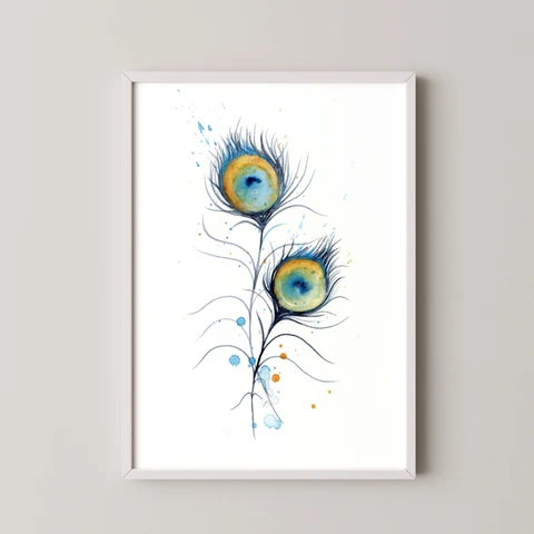 Image of a feather watercolor painting by Shayna Larsen, originals & prints available