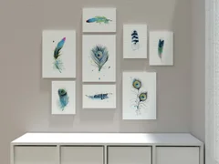 Image of a feather watercolor painting by Shayna Larsen, originals & prints available