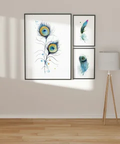 Image of a feather watercolor painting by Shayna Larsen, originals & prints available