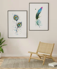Image of a feather watercolor painting by Shayna Larsen, originals & prints available