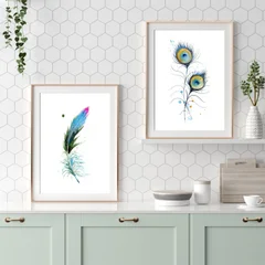 Image of a feather watercolor painting by Shayna Larsen, originals & prints available