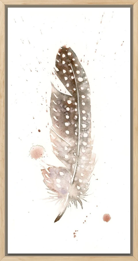 Image of a feather watercolor painting by Shayna Larsen, originals & prints available