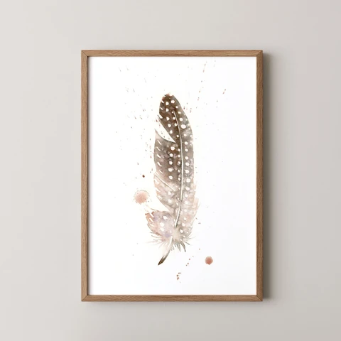 Image of a feather watercolor painting by Shayna Larsen, originals & prints available