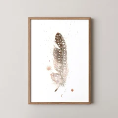 Image of a feather watercolor painting by Shayna Larsen, originals & prints available