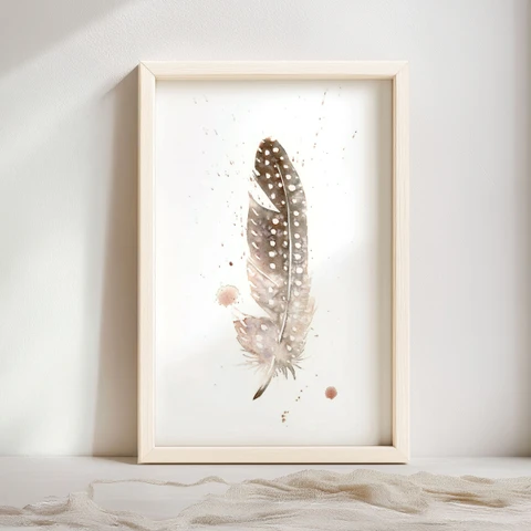 Image of a feather watercolor painting by Shayna Larsen, originals & prints available