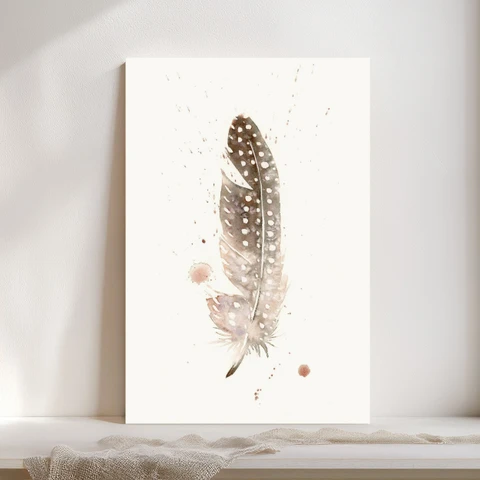 Image of a feather watercolor painting by Shayna Larsen, originals & prints available