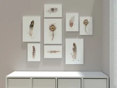 Image of a feather watercolor painting by Shayna Larsen, originals & prints available