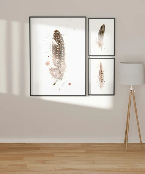 Image of a feather watercolor painting by Shayna Larsen, originals & prints available