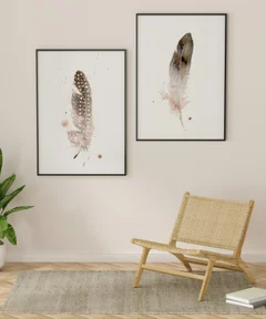 Image of a feather watercolor painting by Shayna Larsen, originals & prints available