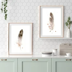 Image of a feather watercolor painting by Shayna Larsen, originals & prints available