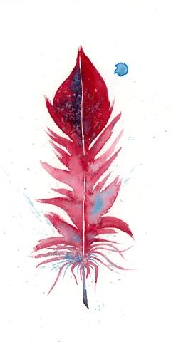 Image of a feather watercolor painting by Shayna Larsen, originals & prints available