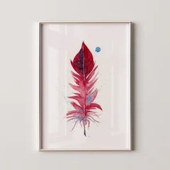 Image of a feather watercolor painting by Shayna Larsen, originals & prints available