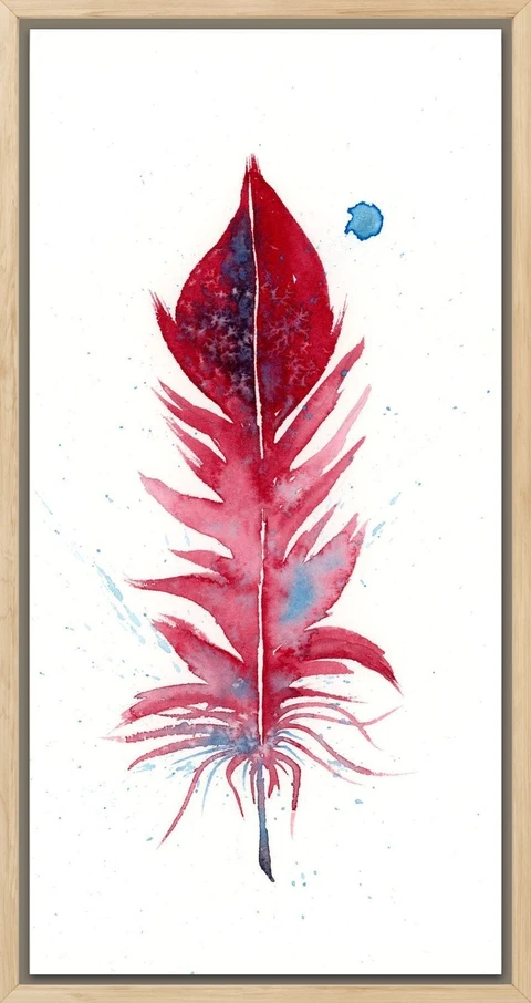 Image of a feather watercolor painting by Shayna Larsen, originals & prints available