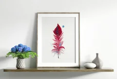Image of a feather watercolor painting by Shayna Larsen, originals & prints available