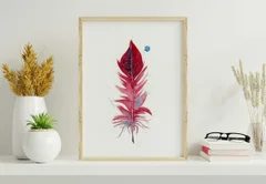 Image of a feather watercolor painting by Shayna Larsen, originals & prints available