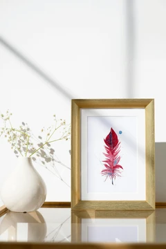 Image of a feather watercolor painting by Shayna Larsen, originals & prints available