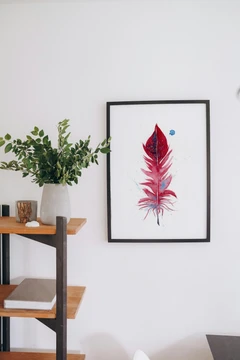 Image of a feather watercolor painting by Shayna Larsen, originals & prints available