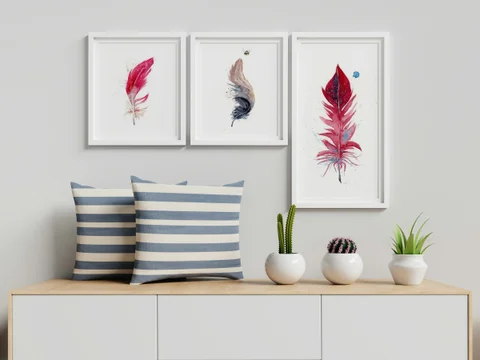 Image of a feather watercolor painting by Shayna Larsen, originals & prints available