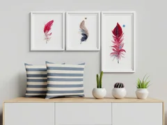 Image of a feather watercolor painting by Shayna Larsen, originals & prints available
