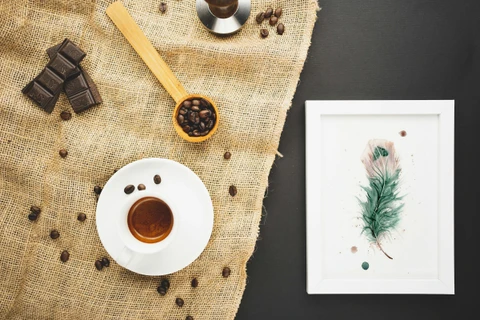 Image of a feather watercolor painting by Shayna Larsen, originals & prints available