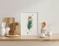 Image of a feather watercolor painting by Shayna Larsen, originals & prints available