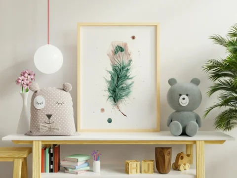 Image of a feather watercolor painting by Shayna Larsen, originals & prints available