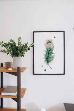 Image of a feather watercolor painting by Shayna Larsen, originals & prints available
