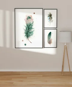 Image of a feather watercolor painting by Shayna Larsen, originals & prints available