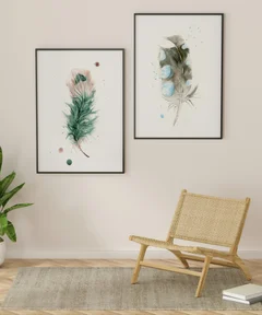 Image of a feather watercolor painting by Shayna Larsen, originals & prints available