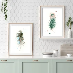 Image of a feather watercolor painting by Shayna Larsen, originals & prints available