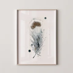 Image of a feather watercolor painting by Shayna Larsen, originals & prints available