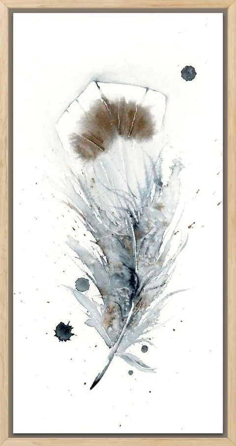Image of a feather watercolor painting by Shayna Larsen, originals & prints available