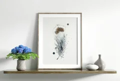 Image of a feather watercolor painting by Shayna Larsen, originals & prints available