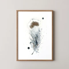 Image of a feather watercolor painting by Shayna Larsen, originals & prints available