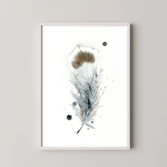 Image of a feather watercolor painting by Shayna Larsen, originals & prints available