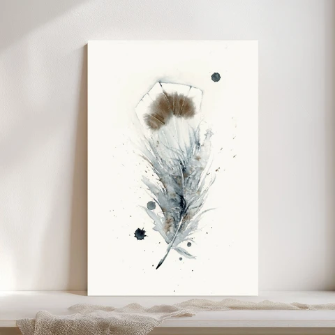 Image of a feather watercolor painting by Shayna Larsen, originals & prints available