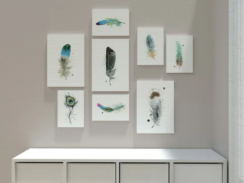 Image of a feather watercolor painting by Shayna Larsen, originals & prints available