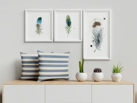 Image of a feather watercolor painting by Shayna Larsen, originals & prints available