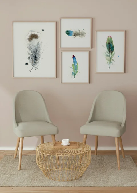Image of a feather watercolor painting by Shayna Larsen, originals & prints available